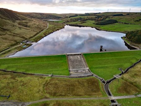 Arial view of Haslingden & District Fly Fishing club reservoir