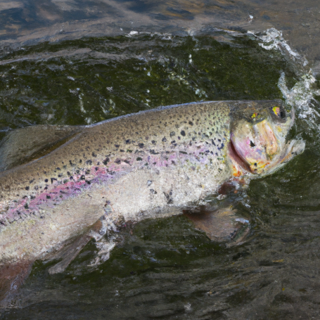 Rainbow trout being released